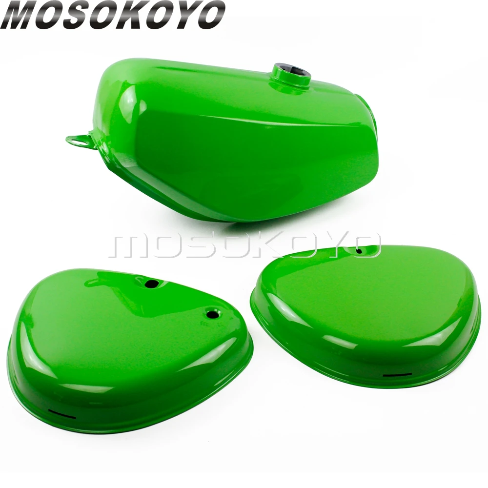 1 Set Motorcycle Light Green Oil Fuel Tank w/  Right + Left Side Cover Guards for Simson S50 S51 S70  (190830, 200655)