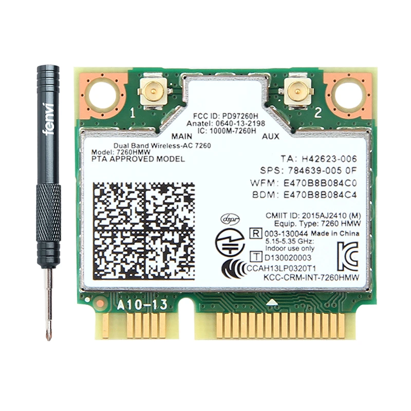 Rede sem fio Wlan Card, IPEX, Wi-Fi, Bluetooth 4.0, 1200Mbps Dual Band, 802.11AC, 7260 Inteligente, 7260HMW, 2.4G, 5Ghz, Mini PCIe, 7260