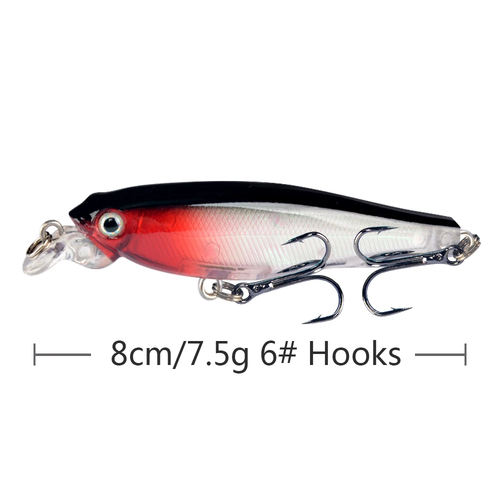 Venda quente nova chegada 1 pçs 8cm/7.4g iscas duras lifelike minnow iscas de pesca artificial fazer plástico wobblers pesca equipamento