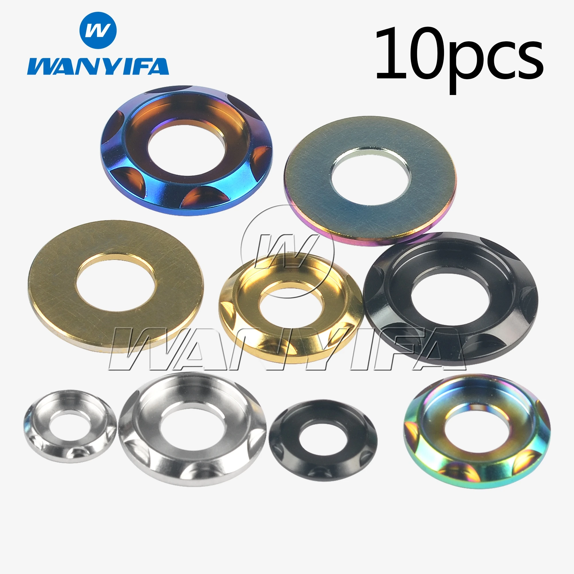 

Wanyifa Titanium Ti Washers M5 M6 M8 M10 Spacer for Bike Motorcycle Car Decorative Gaskets 10pcs