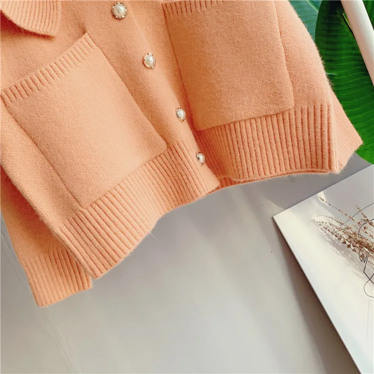 Autumn Winter Fashion Streetwear Korea Sweet Loose Cardigan Pearl Buckle Kawaii  Women Sweater Outwear jumper pull femme Sweater
