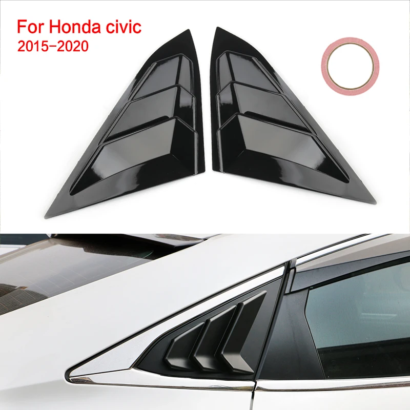 

Side Vent Window Louvers Car Rear Quarter Spoiler Panel Fit For Honda Civic Seden Only 2016 2017 2018 2019 2020 ABS Sun Shade