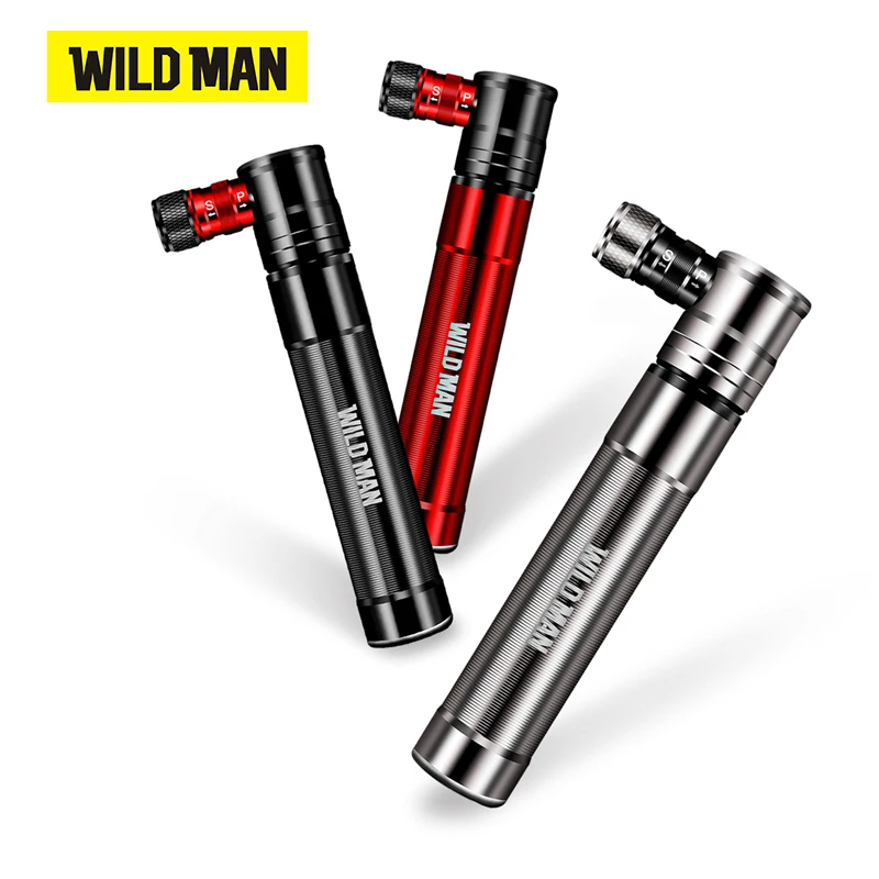 WILD MAN Bicycle  Pump Alloy Hand Air Cycling Tire Inflator Schrader Presta Valve Mini Bike Ball 100 PSI