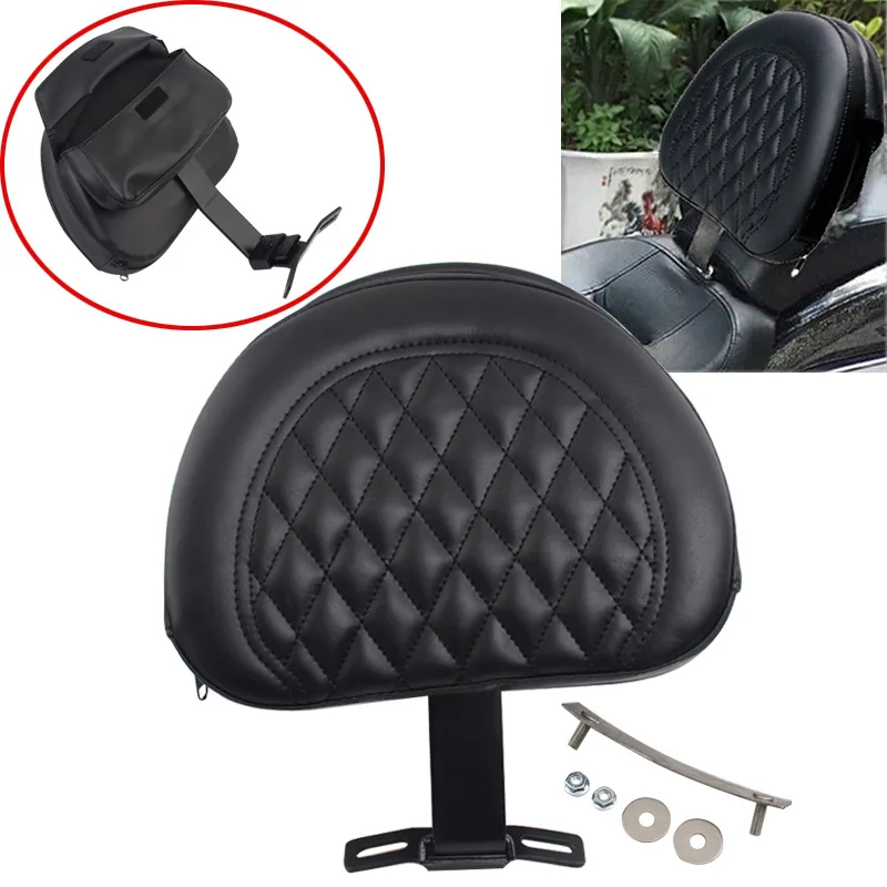 

Motorcycle Black Rear Adjustable Plug-in Rider Rear Backrest Pad Mount Kits Fit For Harley Heritage Softail Fatboy 2007-2017