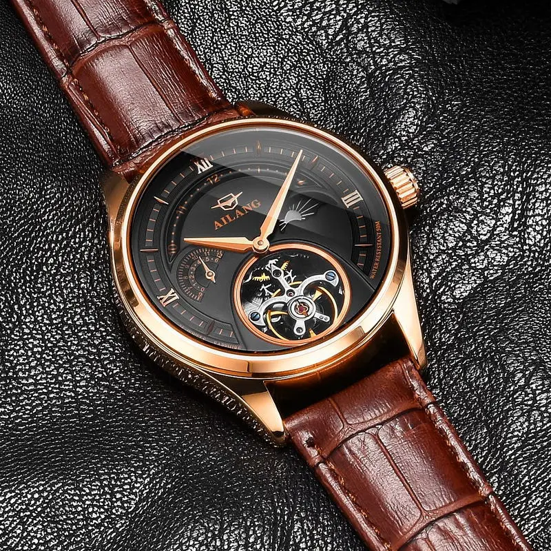 AILANG Fashion Luxury New Men\'s Business Automatic Mechanical Watch Waterproof Luminous Tourbillon Watches Relogio Mascuilno