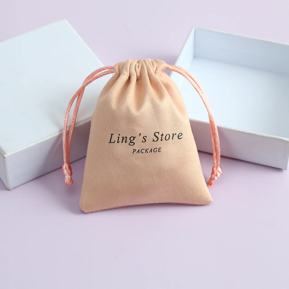 

100 Personalized Jewelry Packaging Velvet Gift Bag Chic Wedding Favor Bag Customized Eyelashes Makeup Lipstick Drawstring Pouch