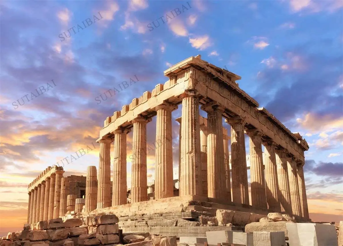 Ancient Greek Photography Backdrop Parthenon Temple In Acropolis In Athens Greece Backdrops for Mythology Party Supplies