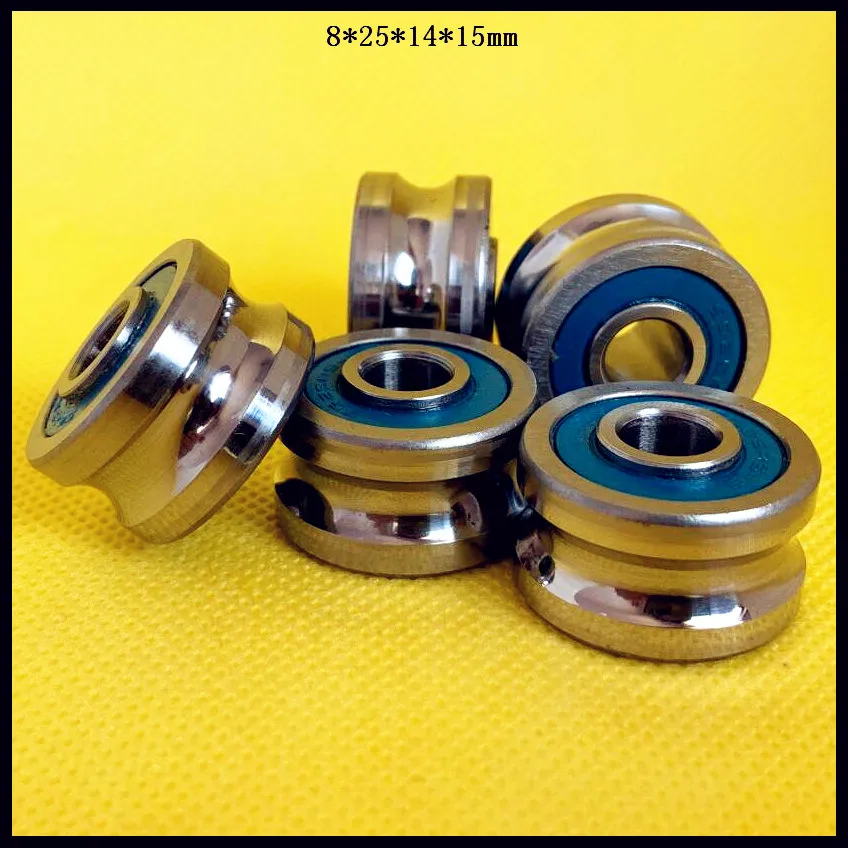 

4pcs SG25-8 8x25x14x15mm U Groove Bearing Steel Pulley Ball Bearings Track Guide Roller Bearing Be Used For 8mm Optical Axis