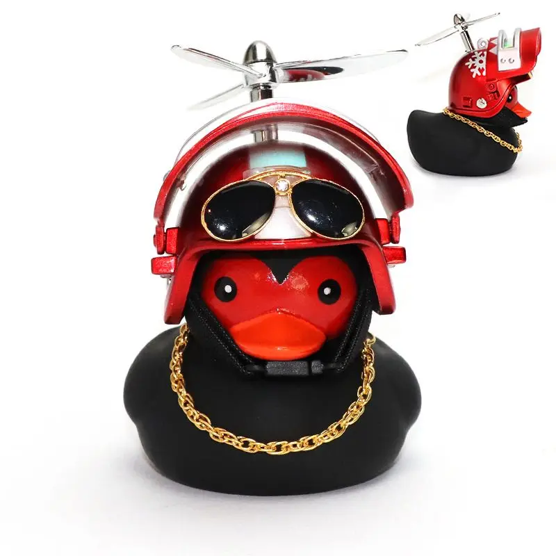 Hot ! Car Duck With Helmet Car Dashboard Rearview Mirror Lovely Duck without lights Car Accessries Interior Decoration Ornaments