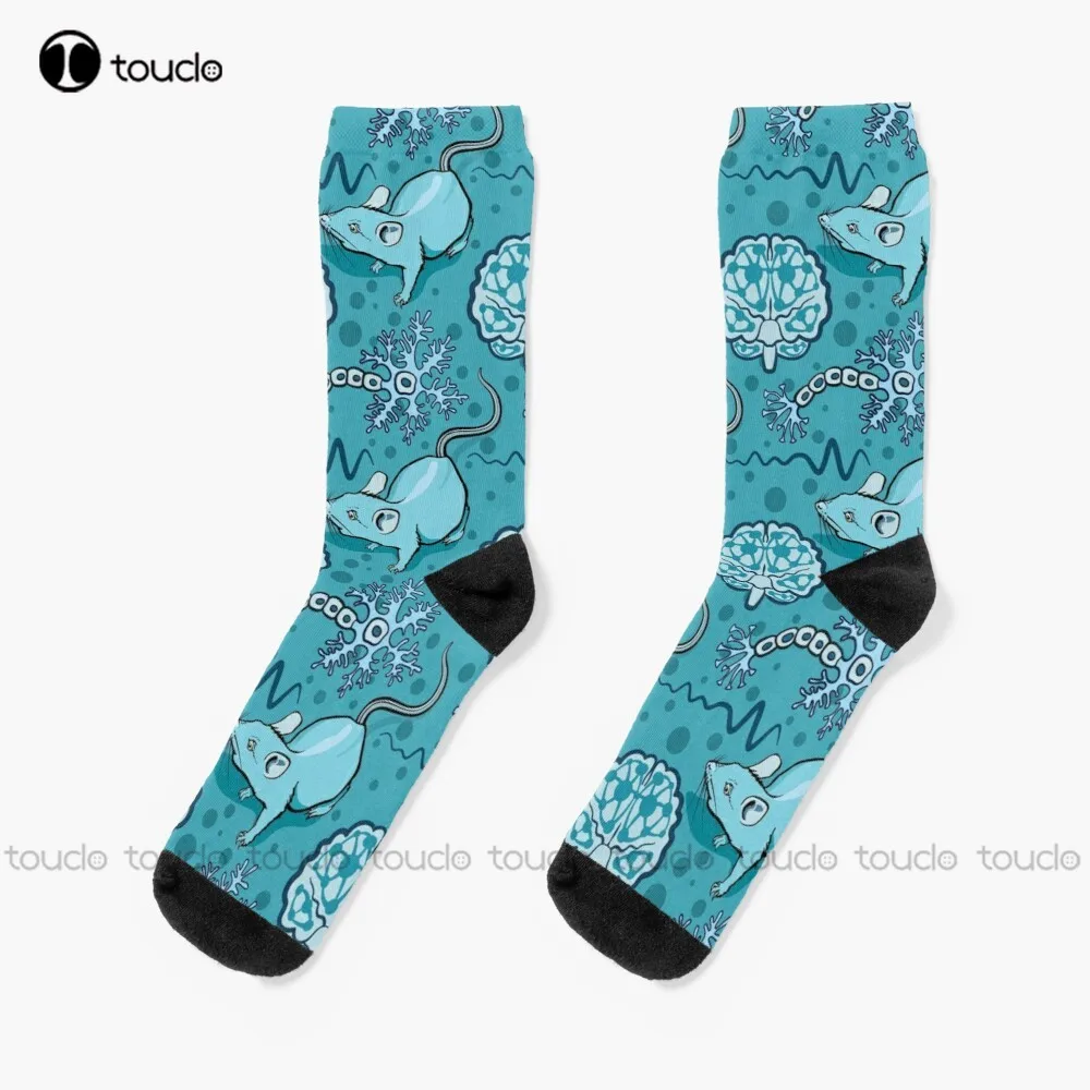 Neuroscience And Psychology' Unique Pattern Teal Colour Science Cartoon  Men Socks Thanksgiving Christmas New Year Gift Sock