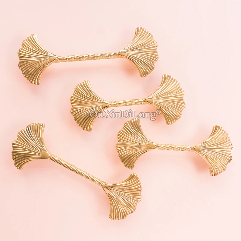 

HOT 4PCS Pure Brass Ginkgo Leaf Furniture Handles Drawer Pulls Cupboard Wardrobe Kitchen Shoe TV Wine Cabinet Pulls Knobs