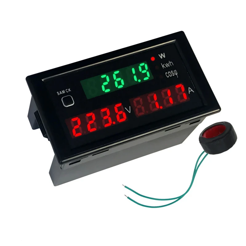 1pcs DL69-2047 AC 220V 100A voltage current Watt power meter Digital Display LED Ammeter Voltmeter power factor table