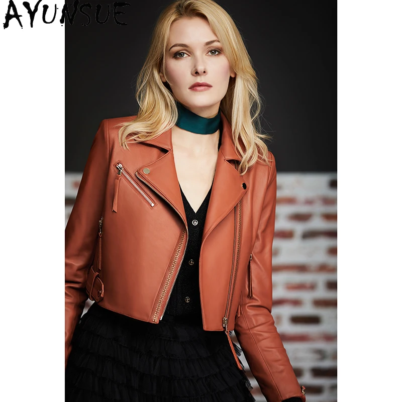 AYUNSUE Genuine Leather Jacket Women Short Sheepskin Coat Female Motorcycle Women's Clothing Spring Autumn 2020 Mujer Chaqueta 0