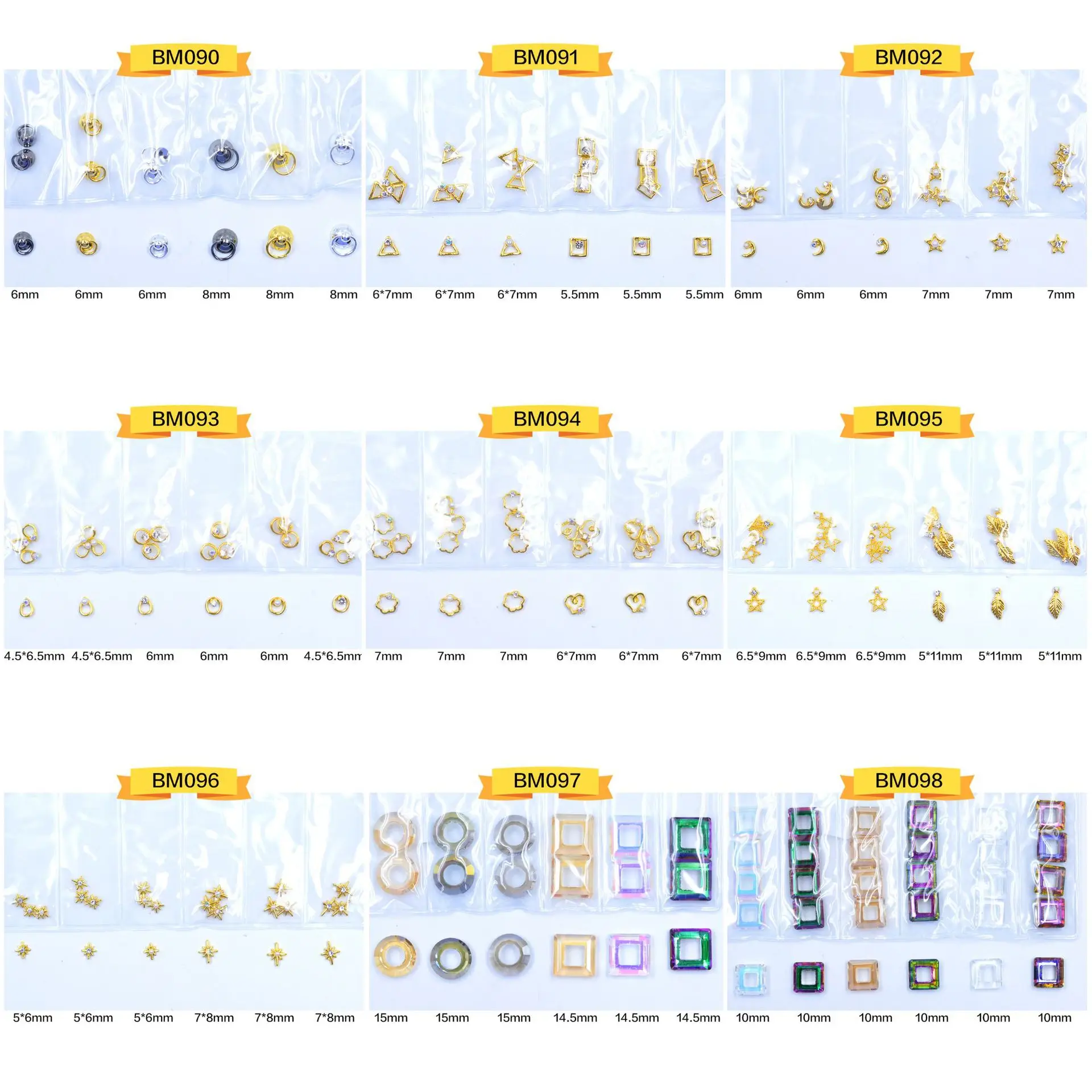 3d Nail Art Deco Gold Silver Nail Charms Metal  Mini Japan Alloy Hollow Rivet Hardware Tools Kawaii Circle Tool