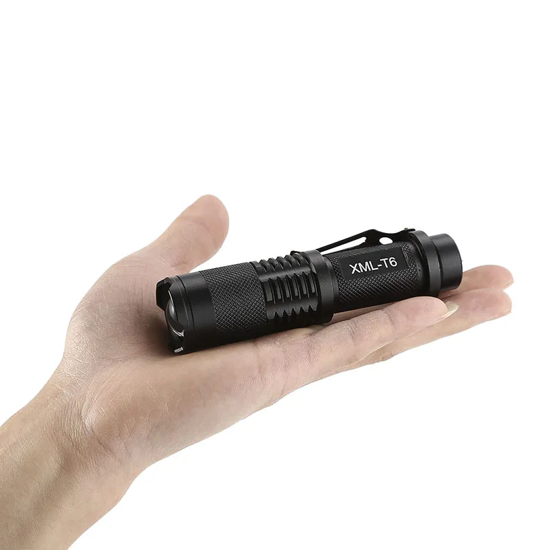 Anjoet Mini ZOOMABLE Q5 T6 L2  ZOOM Tactical Flashlight 14500 18650  battery mini Torch light Lamp+ mini Holster