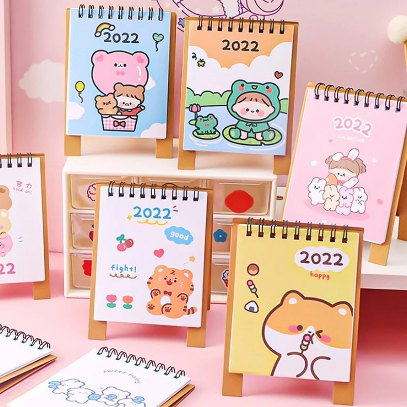 New Cartoon Little Desk Calendar 2021-2022 Schedule Plan Perpetual Calendar Mini Desk Calendar Dec Stationery School Supplies