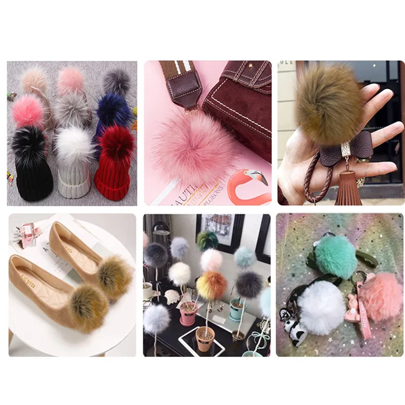 16 sztuk Pompon futrzaste kulki z gumką przystawki przycisk buty kapelusze torby puszyste Pom Pon DIY ozdoby na rękę akcesoria rzemieślnicze 8/10cm