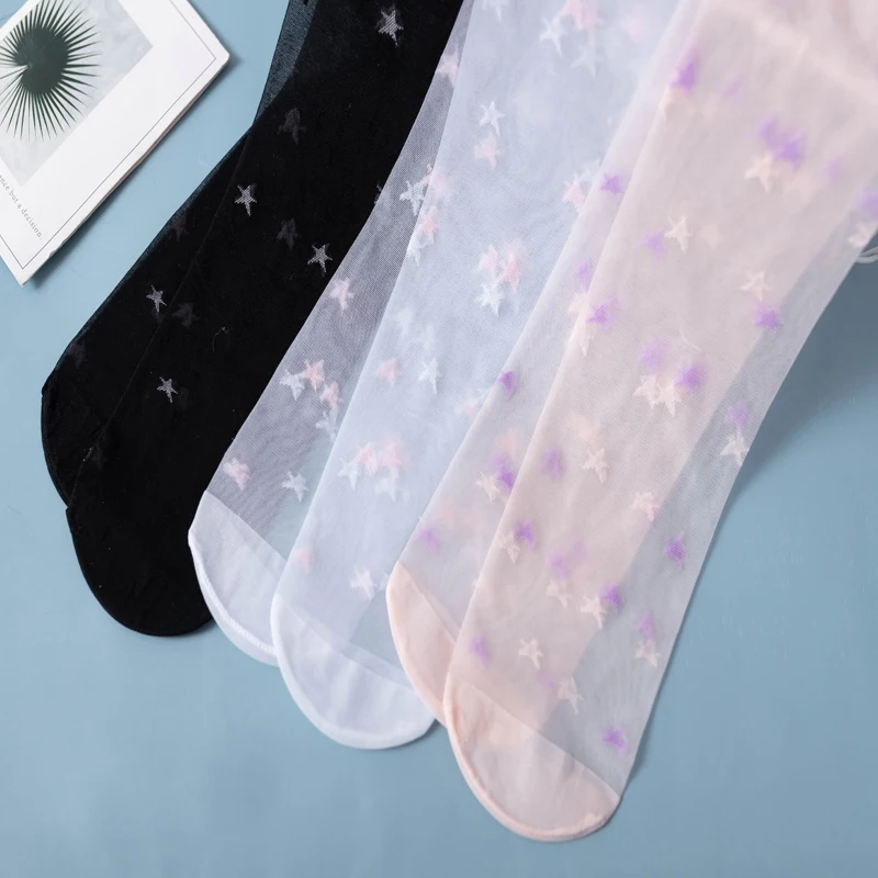 Sommerliche dünne Fünf-Sterne-Strumpfhose aus kerngesponnener Seide für Mädchen, transparente Micro-Flash-Moskito-Socken, Tanzsocken für Schülerinnen – Detail 6