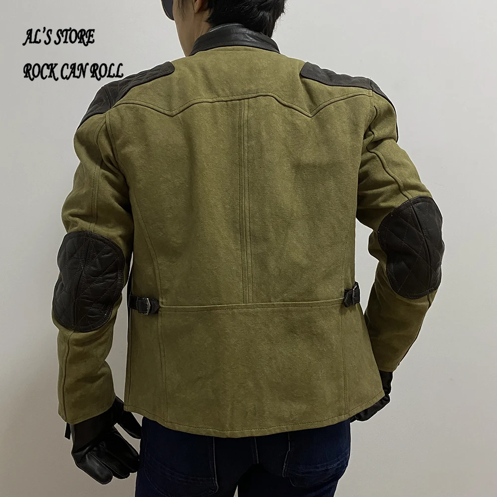 1937 RockCanRoll Asian Size Army Genuine Cow Leather 18oz Canvas Coat Wax Water Proof Jacket