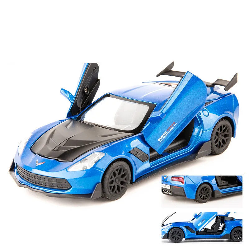 New Products Sale 1:32 Corvette sports car alloy model,simulation metal sound and light pull back toy model car,free shipping