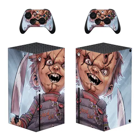 Xbox 시리즈 X 콘솔 및 컨트롤러 2개용 Chucky 스킨 스티커 데칼 커버 Xbox 시리즈 X 스킨 스티커 비닐