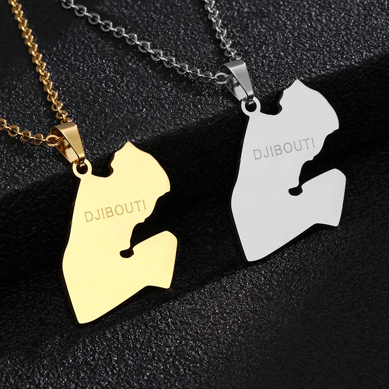 SONYA DJIBOUTI Map Pendant Necklaces For Women/Men Stainless Steel Material Gold Color Charm Gabuutih Jewelry Gift