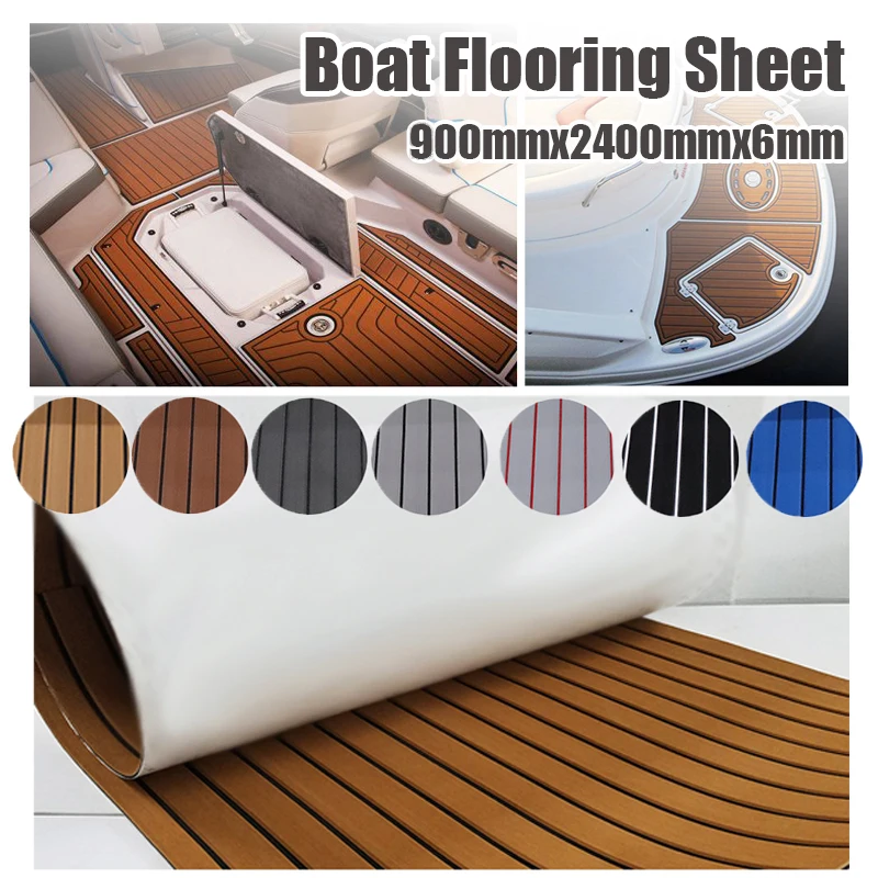 

2400x900x5mm EVA Foam Faux Teak Decking Sheet Non Skid Self Adhesive Boat Deck Anti-fatigue Mat Yacht Flooring Pad Swimming Pool