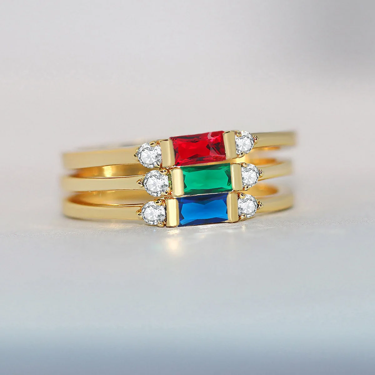 Wedding Dainty Rings For Women Delicate Square Multicolor Zircon Light Gold Color Proposal Slim Finger Ring Fashion Jewelry R857