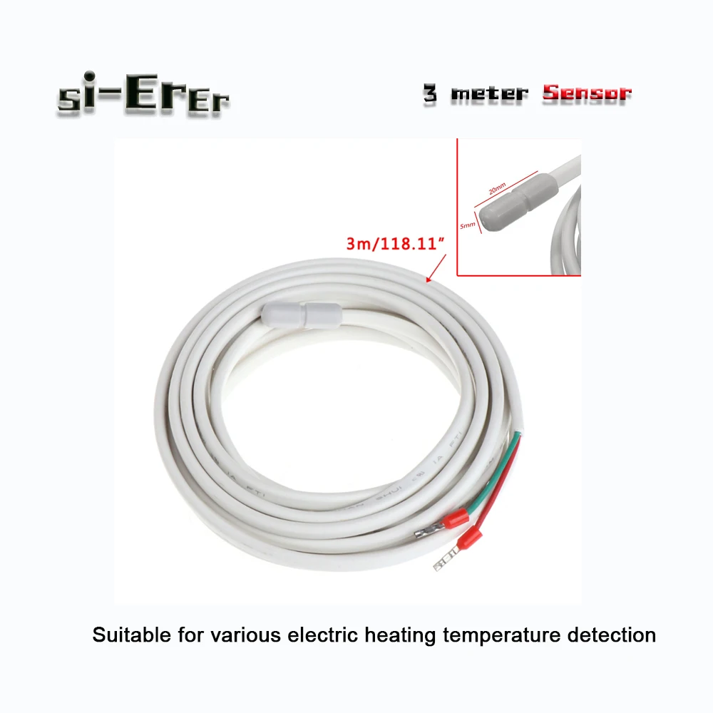 Black /white 3m cable indoor floor heating sensorwaterproof probe