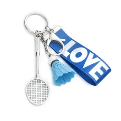 Unique Keychain Mini Battledore Love Webbing Pendant Keyring Holder Keychain Hanging Bag Decor Badminton Decor Backpack Keychain