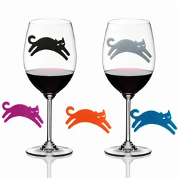 12 Pieces Reusable Kitty Cat Silicone Sticky Wine Glass Charm Markers Christmas Decorations