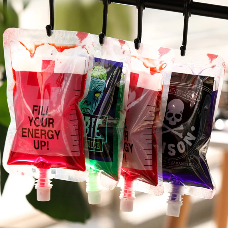 1pc creative beverage bag Halloween plasma bag beverage juice packaging bag 25ml wine bag holiday bar decoration props prank toy