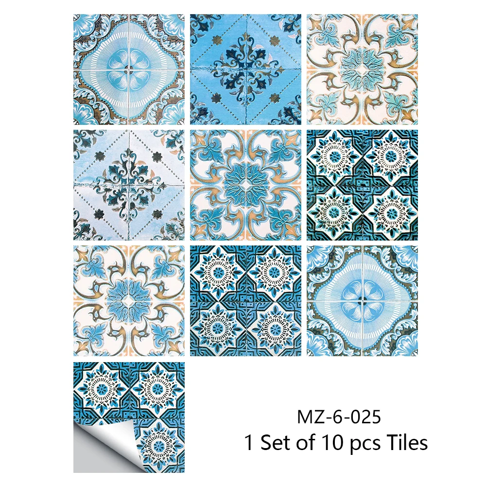 10/15/20cm Mandala Style Matte Surface Tile Sticker Peel & Stick Decoration Film For Tiles /Ground in Kitchen Wardrobe Wallpaper