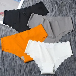 2021 Women's Panties Non-marking Panties Feminine Mid-waist Solid Color Ice Silk Antibacterial Cotton Crotch Breathable High-end