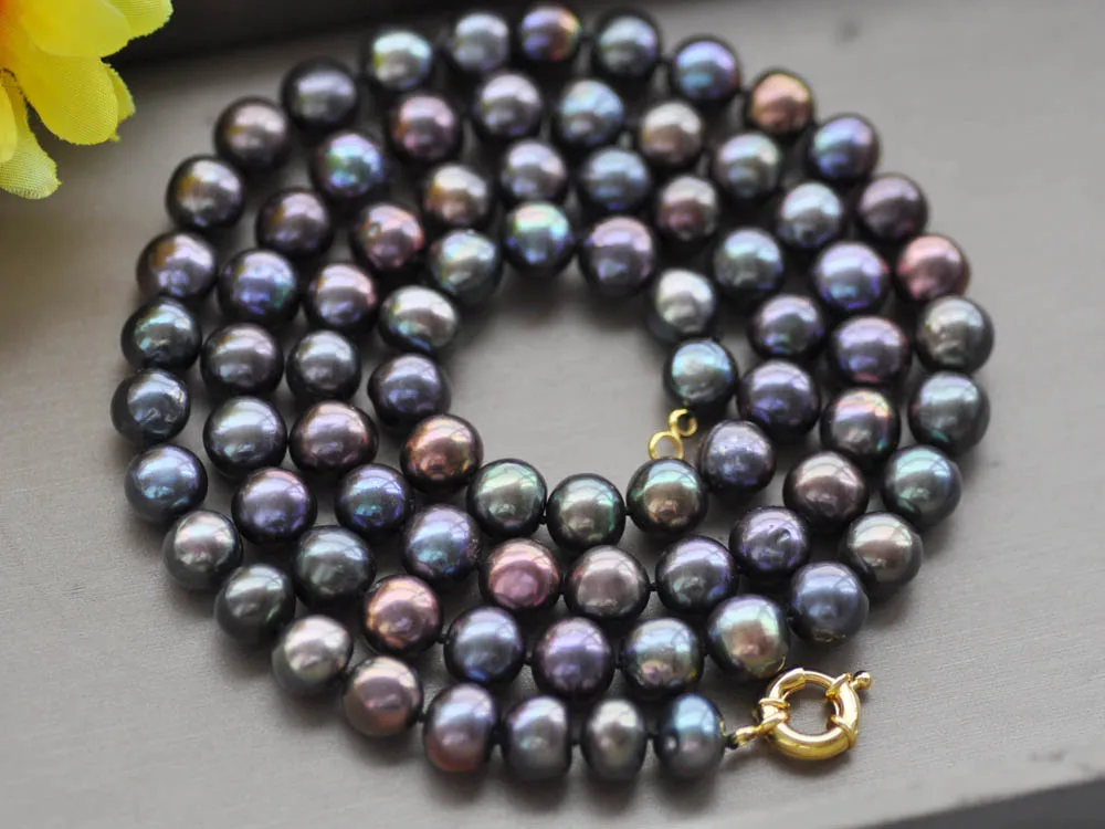 

Z10331 34" 12mm Round Peacock-Black Freshwater Pearl Necklace