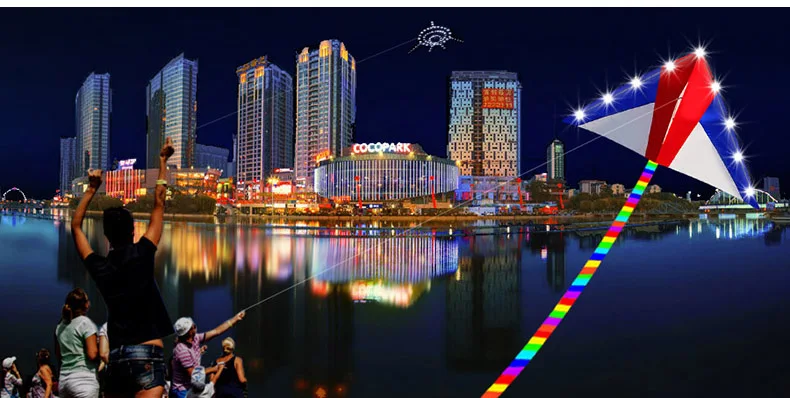 ハンドルとラインを備えたLEDデルタ凧,大人の凧,楽しいアウトドアスポーツ,新着