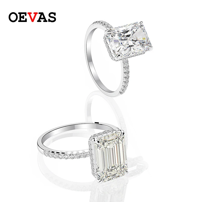 OEVAS Classic 100% 925 Sterling Silver 8 * 11 MM Created Gemstone Wedding Engagement Ring Fine Jewelry Wholesale