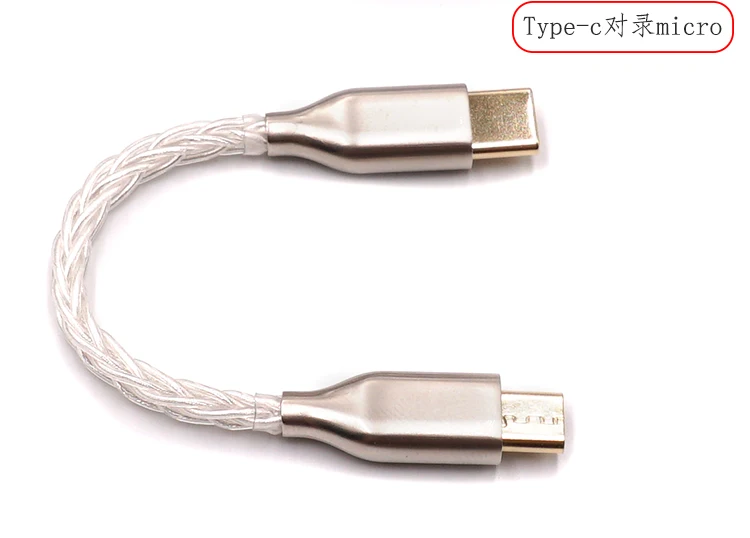 Imagem -04 - Sterling Silver Cabo de Áudio Tipo-c para Tipo-c Usb c para Micro Usb Hifi Amplificador de Auscultadores Cabo Otg 8-núcleo 5n