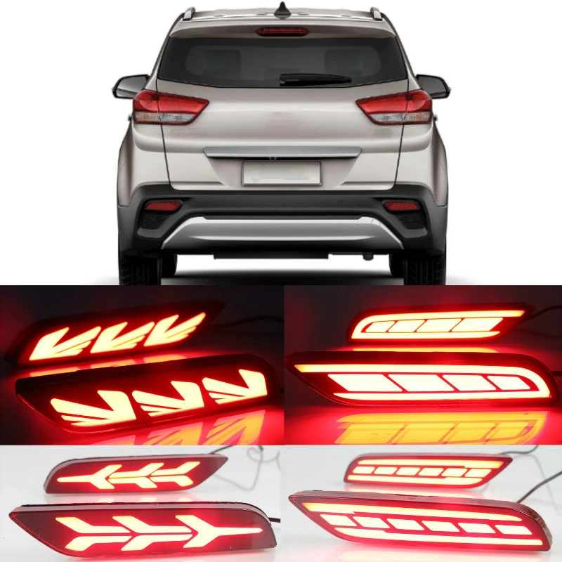 2PCS Led Reflector driving lights for Hyundai Creta IX25 2014 2015 2016 2017 Brake Lights rear bumper lamp Turning Signal light