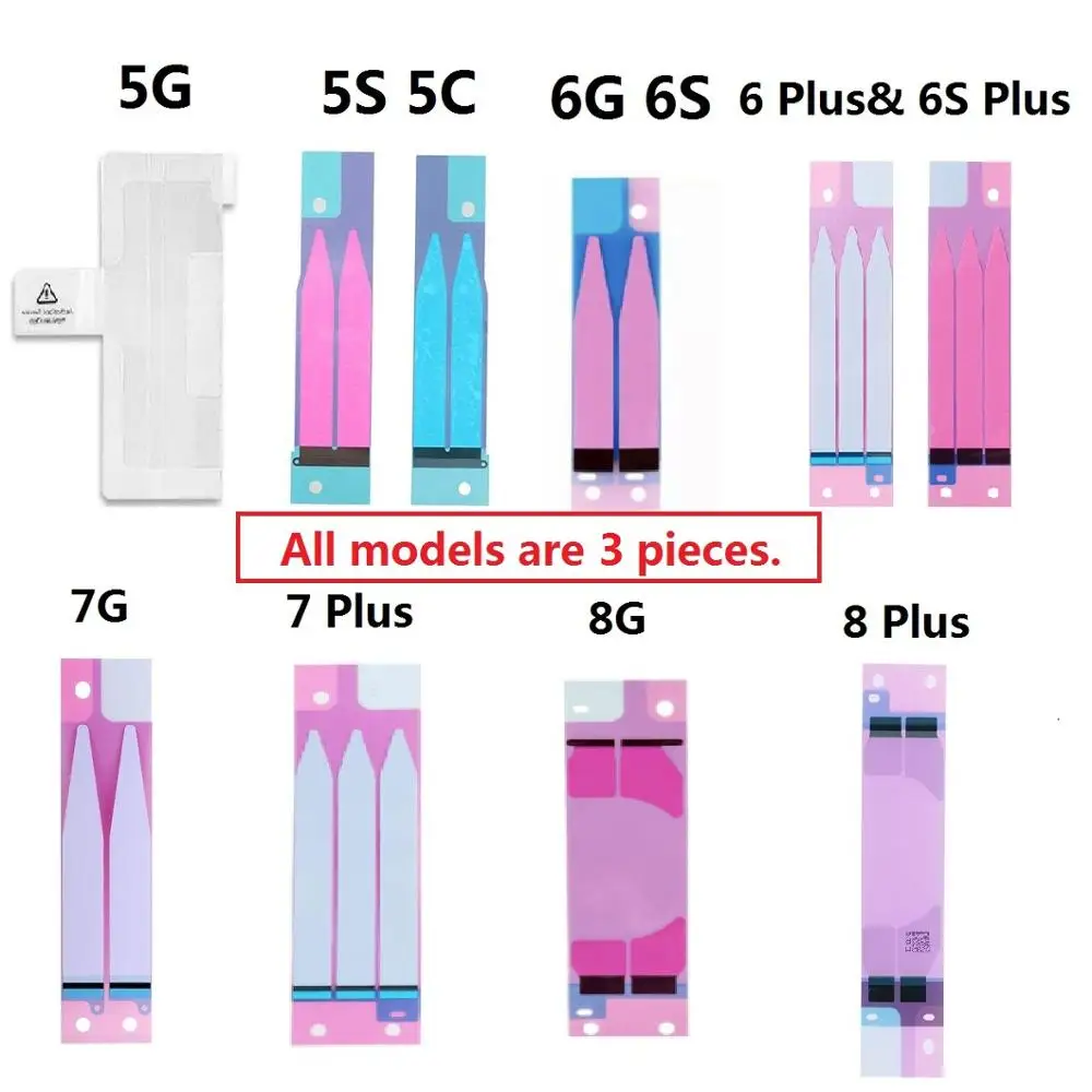 

3PCS/Lot Battery Door Back Cover Adhesive Sticker Puller Repair Part For iPhone 5S 5C 6G 6S 7G 7 Plus 8G 8 Plus