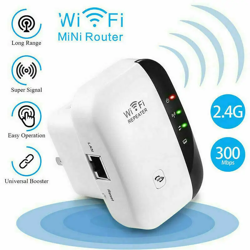 Repetidor Wifi Largo Alcance Amplificador Wifi Extender Long Range Signal Amplifier 300Mbps Modem Booster 2.4G US AU EU UK Plug