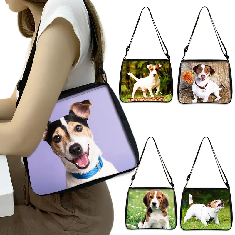 Cute Dog Printed Shoulder Bag New Jack Russell Terrier Ladies Underarm Bag Fashion Handbag Shoulder  Adjustable Length Tote Bag