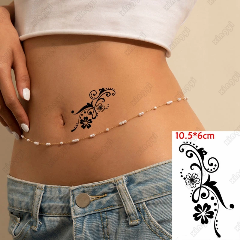 Women Waterproof Temporary Tattoo Sticker Coconut Tree Flower Girls Tatoo Body Art Wrist Foot Water Transfer Flash Tatto Men