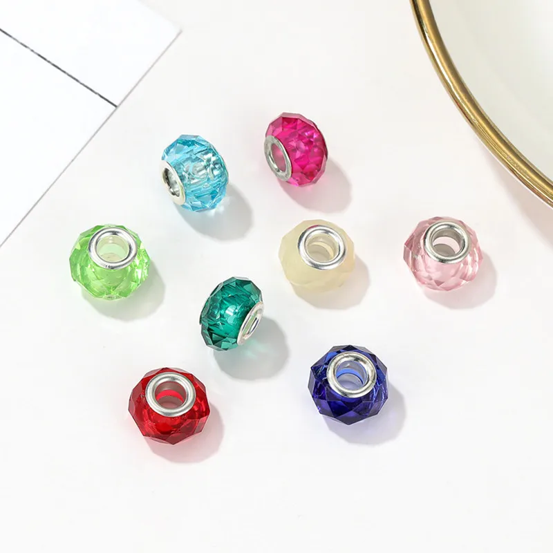 New Fashion Big Hole Colorful Faceted Beads DIY Pendant Suitable For Charm Bracelet Ladies Jewelry Making Gifts