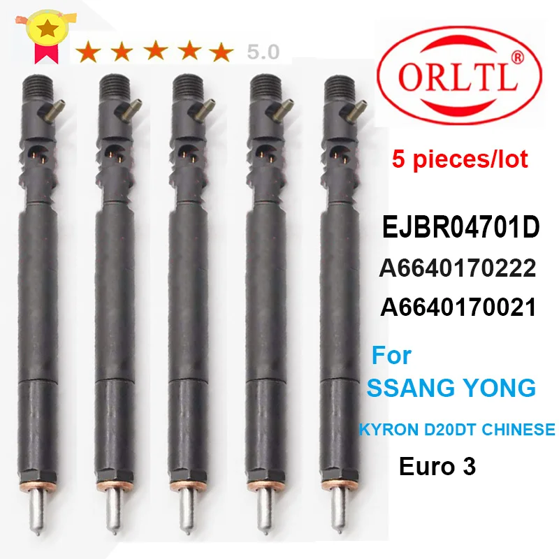 

5PC New Diesel Injector EJBR04701D EJBR03401D EJBR04401D EJBR04501D EJBR02601Z A6640170222 A6640170121 For SSANGYONG Euro4/3