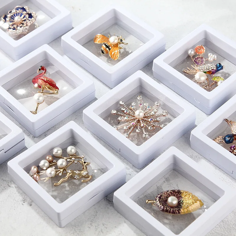 Immagine 6: Pellicola del PE Spilla Moneta Gemme Dei Monili Scatola di Immagazzinaggio Antipolvere Decorazione Mostra Sospeso Galleggiante Orecchini Ad Anello Display Rack Caso