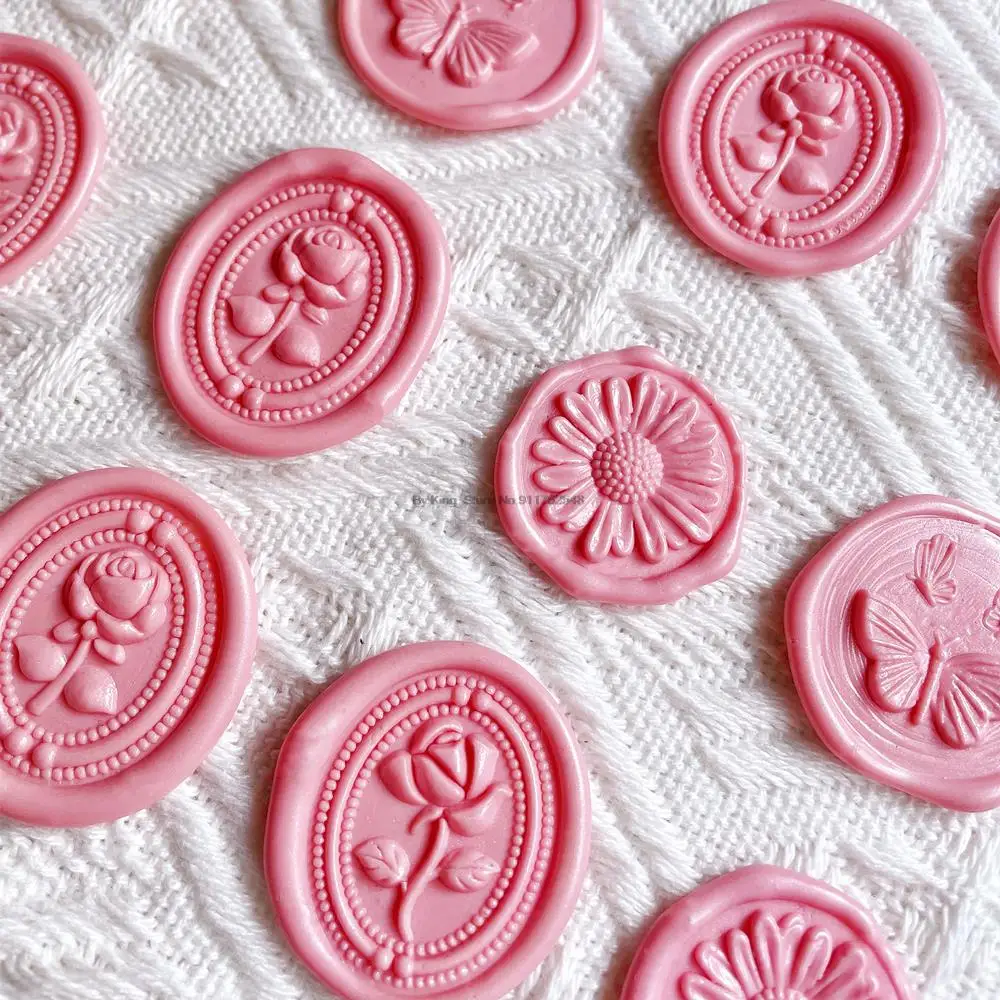 3D Embossed Wax Seal Stamp Butterfly Vintage French Rose Muppet Bear Cookie Pumpkin For Cards Envelopes Wedding Invitations