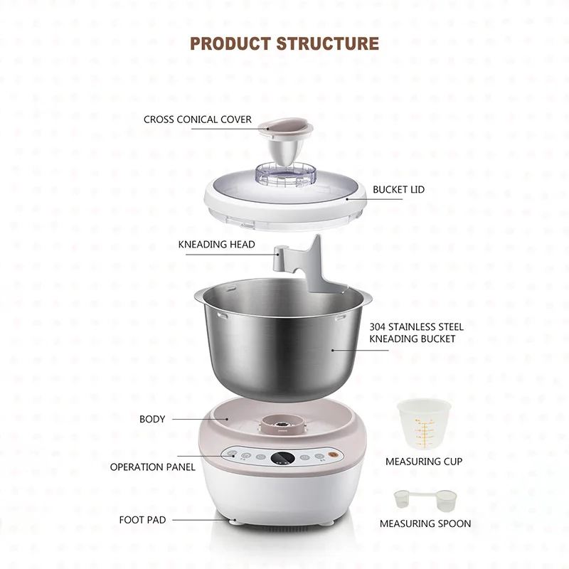 Kitchen Mixer Dough Kneading Machine Blender Dough Mixing Machine Intelligent Timing Food Processors Food Mixing Machine