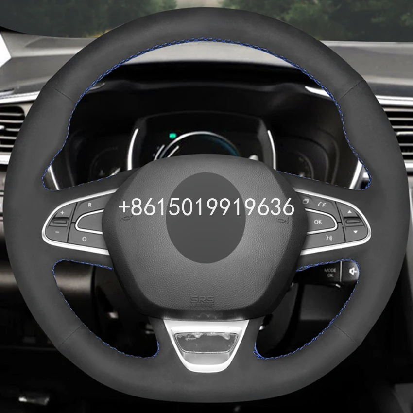 

Black Suede Hand Sewing Car Steering Wheel Cover for Renault Kadjar Koleos Megane Talisman Scenic Espace 2015-2018