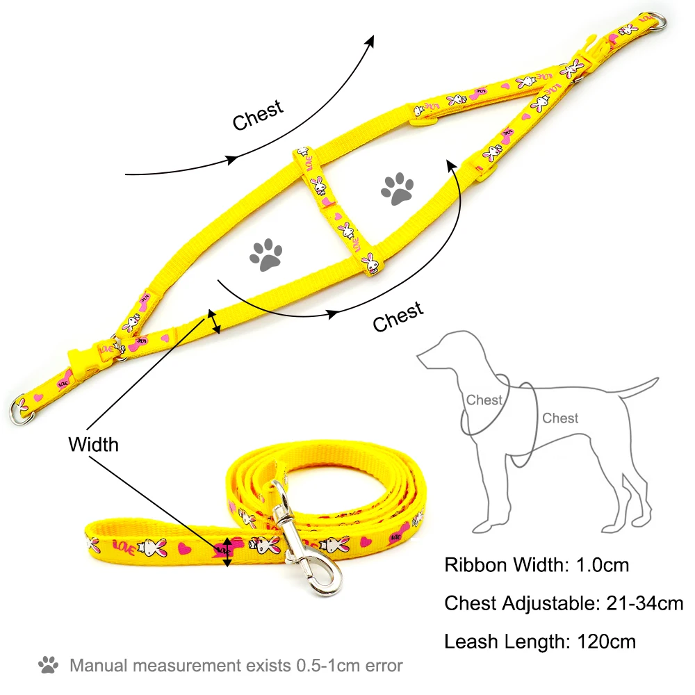 24pcs Adjustable Rabbit Pet Cat Puppy Dogs Leash Harness Colorful Puppy Lead Leashes For Small And Large Dogs Walk Dog Leash